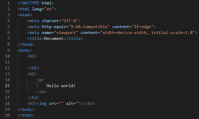 Ejemplo de estructura de html para explicar SEO con etiquetas h1,h2,h3,p y img